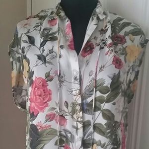 Haute Hippie Floral Swan Multi Blouse